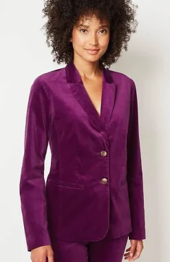 J.Jill Velveteen Stretch Curved-Hem Blazer | Jjill-Women Jackets & Coats