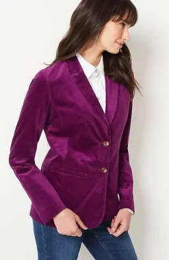 J.Jill Velveteen Stretch Curved-Hem Blazer | Jjill-Women Jackets & Coats