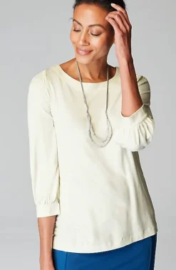 J.Jill Wearever Boat-Neck Smocked-Sleeve Top | Jjill-Women Tops & Tees