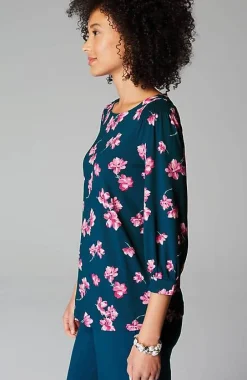 J.Jill Wearever Boat-Neck Smocked-Sleeve Top | Jjill-Women Tops & Tees