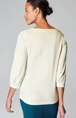 J.Jill Wearever Boat-Neck Smocked-Sleeve Top | Jjill-Women Tops & Tees