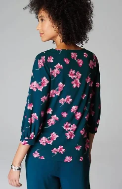 J.Jill Wearever Boat-Neck Smocked-Sleeve Top | Jjill-Women Tops & Tees