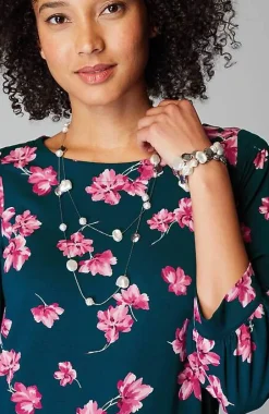 J.Jill Wearever Boat-Neck Smocked-Sleeve Top | Jjill-Women Tops & Tees