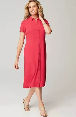 J.Jill Wearever Button-Front Belted Shirtdress | Jjill-Women Dresses