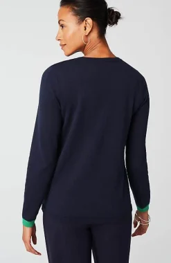 J.Jill Wearever Contrast-Trimmed Sweater | Jjill-Women Sweaters
