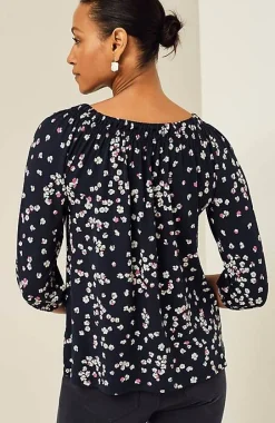 J.Jill Wearever Convertible-Shoulder Smocked-Neck Top | Jjill-Women Tops & Tees