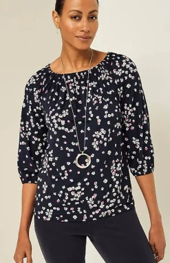 J.Jill Wearever Convertible-Shoulder Smocked-Neck Top | Jjill-Women Tops & Tees