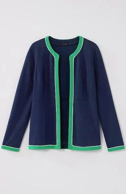 J.Jill Wearever Double-Face Jersey Contrast-Trim Jacket | Jjill-Women Jackets & Coats