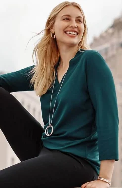 J.Jill Wearever Double-Face Jersey V-Neck Top | Jjill-Women Tops & Tees