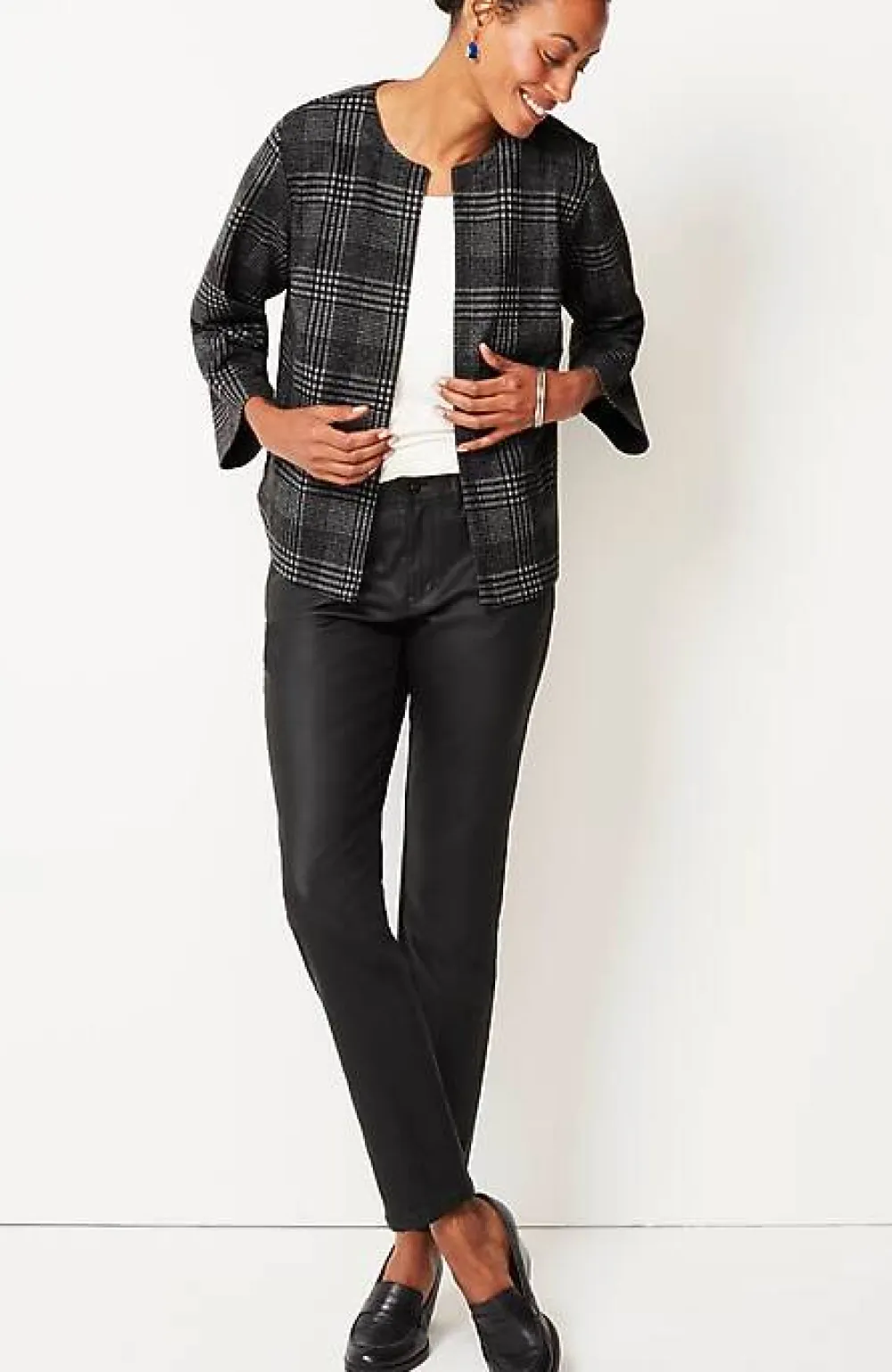 J.Jill Wearever Double-Knit Jacquard Cropped Jacket | Jjill-Women Jackets & Coats