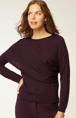 J.Jill Wearever Draped-Overlay Merino Sweater | Jjill-Women Sweaters
