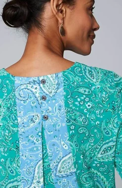 J.Jill Wearever Mixed-Print Button-Back Top | Jjill-Women Tops & Tees