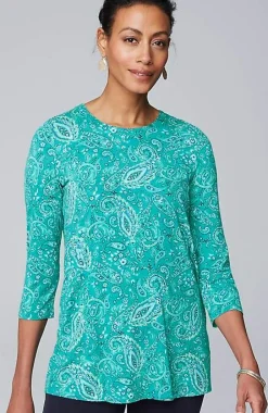 J.Jill Wearever Mixed-Print Button-Back Top | Jjill-Women Tops & Tees