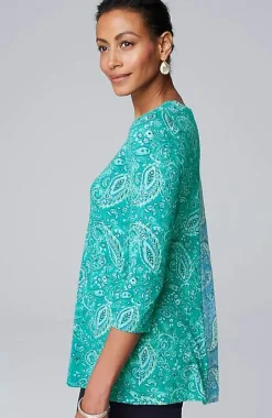 J.Jill Wearever Mixed-Print Button-Back Top | Jjill-Women Tops & Tees
