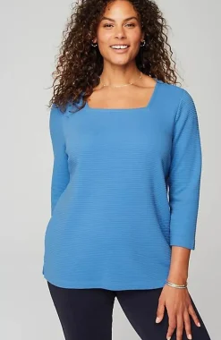 J.Jill Wearever Ottoman Square-Neck Top | Jjill-Women Tops & Tees