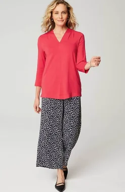 J.Jill Wearever Pleated V-Neck Top | Jjill-Women Tops & Tees