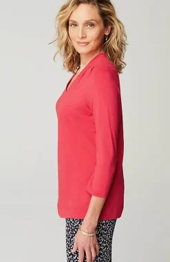 J.Jill Wearever Pleated V-Neck Top | Jjill-Women Tops & Tees
