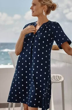 J.Jill Wearever Shirred-Neckline Flutter-Sleeve Dress | Jjill-Women Dresses