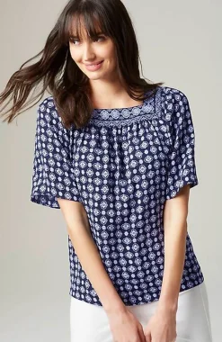 J.Jill Wearever Shirred Square-Neck Top | Jjill-Women Shirts & Blouses