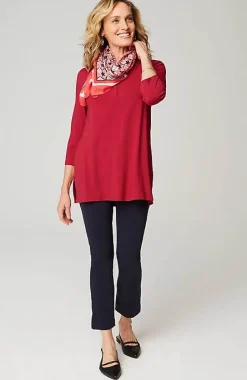 J.Jill Wearever Shirred-Yoke Split-Neck Tunic | Jjill-Women Tops & Tees