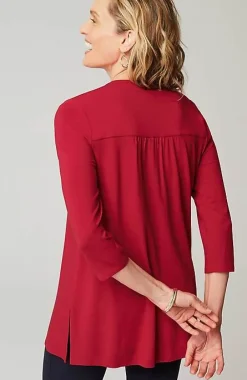 J.Jill Wearever Shirred-Yoke Split-Neck Tunic | Jjill-Women Tops & Tees