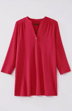J.Jill Wearever Shirred-Yoke Split-Neck Tunic | Jjill-Women Tops & Tees