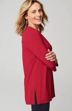 J.Jill Wearever Shirred-Yoke Split-Neck Tunic | Jjill-Women Tops & Tees