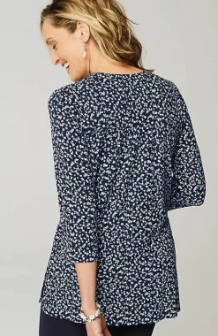 J.Jill Wearever Shirred-Yoke Split-Neck Tunic | Jjill-Women Tops & Tees