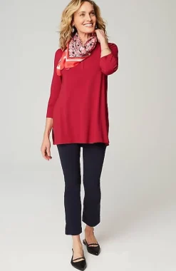 J.Jill Wearever Shirred-Yoke Split-Neck Tunic | Jjill-Women Tops & Tees