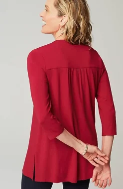 J.Jill Wearever Shirred-Yoke Split-Neck Tunic | Jjill-Women Tops & Tees