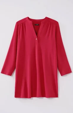 J.Jill Wearever Shirred-Yoke Split-Neck Tunic | Jjill-Women Tops & Tees