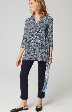 J.Jill Wearever Shirred-Yoke Split-Neck Tunic | Jjill-Women Tops & Tees