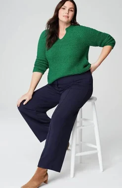 J.Jill Wearever Textured Split-Neck Sweater | Jjill-Women Sweaters