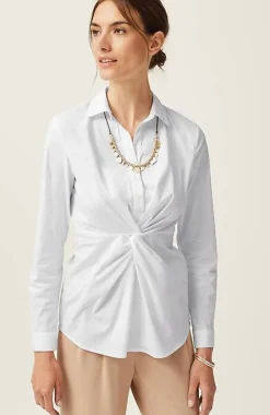 J.Jill Wearever Twisted-Front Shirt-Collar Top | Jjill-Women Shirts & Blouses