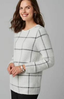 J.Jill Wearever Windowpane Removable-Snood Sweater | Jjill-Women Sweaters
